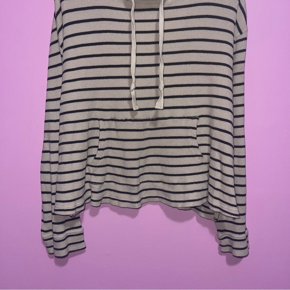 Pact Sweater Women's Size Extra Large Tan Black Striped Waffle Cowl Neck Cotton - Picture 4 of 7